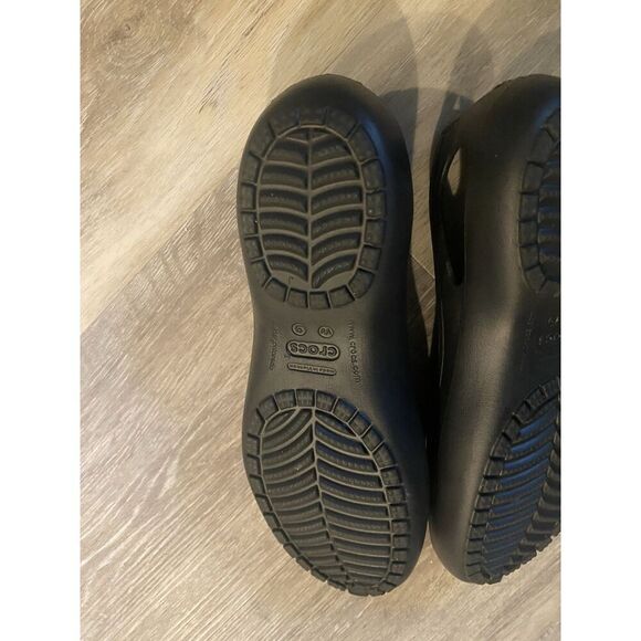 Crocs Kadee Ballet Flats Shoes Women's Sz 9 Black Rubber Slingback Slip On - Picture 5 of 8